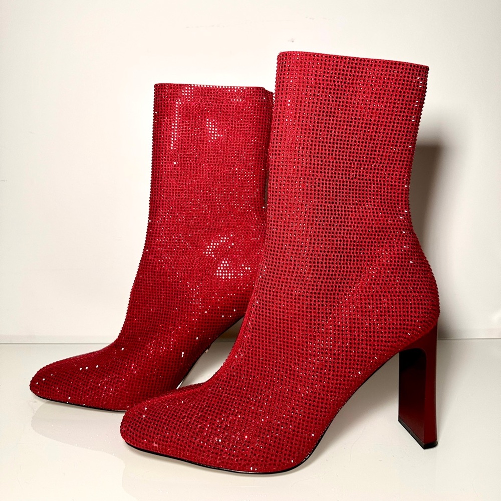 Red Embellished Booties - Picture 3 of 4